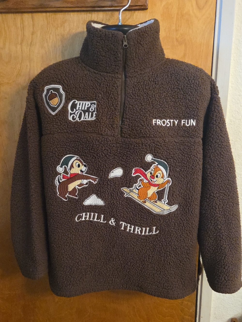 Disney CHIP & DALE FORT WILDERNESS Disney Embroidered SHERPA Zip UP Jacket Size